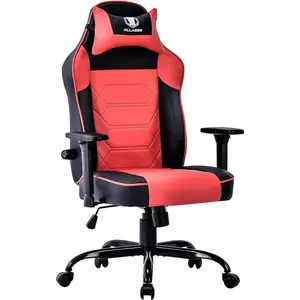 WB VON RACER Gaming Chair for Adults with Lumbar Support and Headrest, Office Desk Chair Ergonomic Game Chair for Office or Gaming Armchair PU Leather E-Sports(Red)
