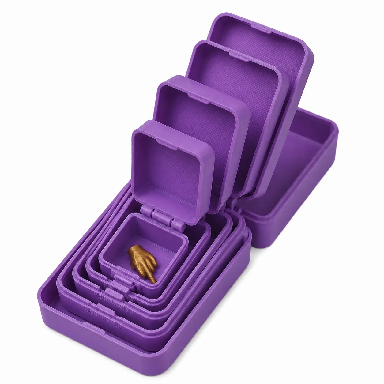 5-Layer Nesting Surprise Gift Box Set, Purple Prank Box with Gold Hand Charm, Reusable Money & Jewelry Gift Box for Christmas, Birthday & White Elephant
