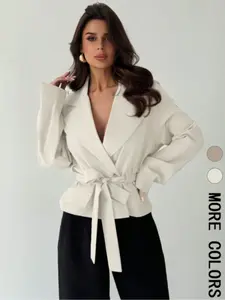 New Fashion Women's Woven Windbreaker Jacket with Three-Dimensional Pocket Belt Design, Casual Style Outerwear for Spring & Fall Seasons