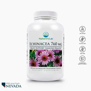 Nature's Lab Echinacea 760 mg – Herbal Immune Support Supplement with Natural Antioxidants – 100 Capsules