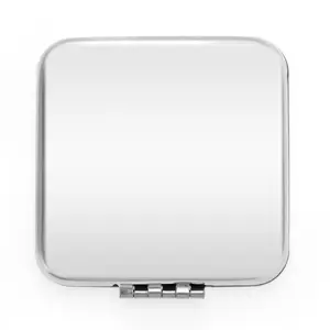 VOCOSTE 1 Pc Women Compact Mirror, Square Folding Makeup Mirror for Travel Vacation Bright Silver Tone
