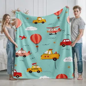 Vintage Airplanes Helicopters Hot Air Balloons and Cars Print Cozy Blanket for Living Room Bedroom Use Ideal for Travel Enthusiasts and Vehicle Lovers Perfect Gift Idea for Christmas Thanksgiving Birthday and Housewarming Celebrations Comfortable and