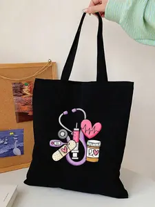 Nurse's Stethoscope Print Shoulder Bag, Casual Minimalist Design, Perfect Gift for Nurses & Teachers, Ideal for Work Travel Shopping