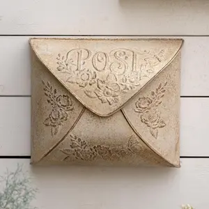 Wall Mount Mailbox for House Outside,5" D x 13.8" W x 11.4" H,Vintage Metal Door Mailbox Antique Style Nostalgic Charm Home Decor Garden Vintage English Cottage Decor(Gold)