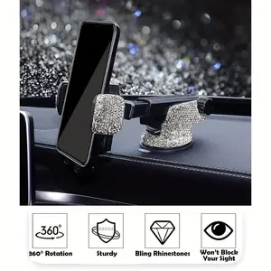Shiny Crystal Diamond Car Phone Holder, Retractable Universal Model, Secure Grip Without Scratching the Phone, More Convenient for Driving Navigation