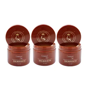 3pcs Crowned Skin King Body Butter For Men | Organic Extra Thick Fragranced Body Cream Infused With Pheromones, 150ml Dry Skin Moisturizer, Vegan Cruelty Free Sandalwood Leather Scent