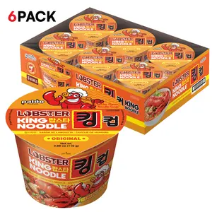 Paldo Fun & Yum Lobster Instant Big Cup Noodles with Soup, Lobster Seafood Flavor Based Broth, Best Oriental Style, Original Korean King Cup Ramyun 110g 3.88 oz (Pack of 6)