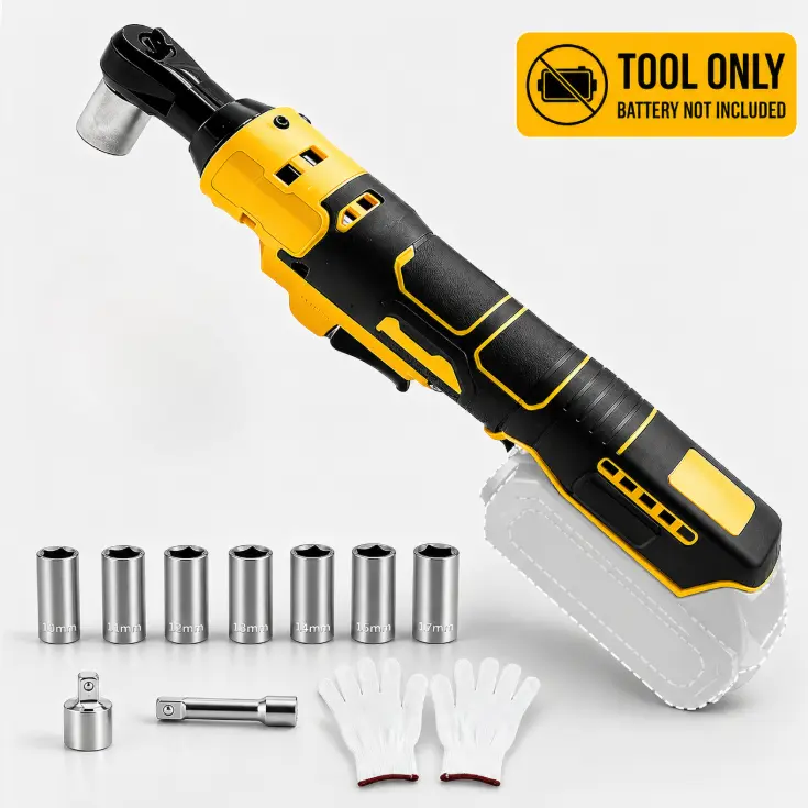 Cordless Brushless Ratchet Wrench 3/8" Dewalt 20V Battery LED Light 9 Sockets High Power Yellow Cordless Brushless Ratchet Wrench 3/8" Dewalt 20V Battery LED Light 9 Sockets High Power Yellow
