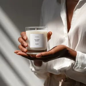 NAVABELLA Island Sage Luxury Soy Candle 9 oz Hand-Poured in Micro Batches Infused with Essential Oils Clean Burn PETA-Certified Vegan Non-Toxic Long Lasting Herbal Green & Subtly Sweet Scent Home Fragrance – Sage Aroma