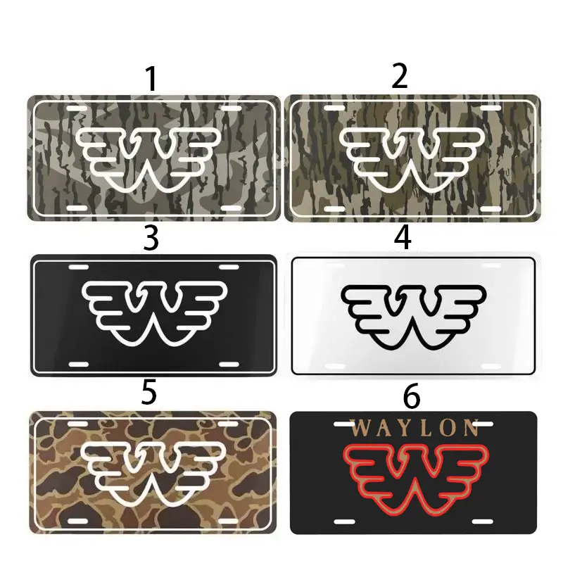 Waylon Jennings Themed Vanity License Plate for US Vehicles - Durable 12" x 6" Aluminum Plate, Old School Bottomland/Duck Camo/Woodland Camo Designs, Best Gift for Fans