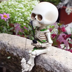 Creative Skeleton Design Fishing Ornament, 1 Count Fish Tank Landscaping Decoration, Fish & Aquatic Supplies, Halloween