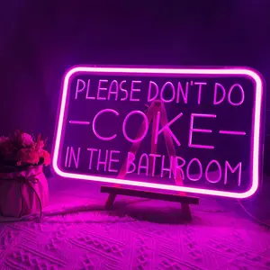 Please Don't Do Coke in The Bathroom Neon Sign for Wall Decor,USB  LED Neon Light with Adjustable Brightness,Light Up Sign for Party Decor,Bathroom,Christmas Gifts
