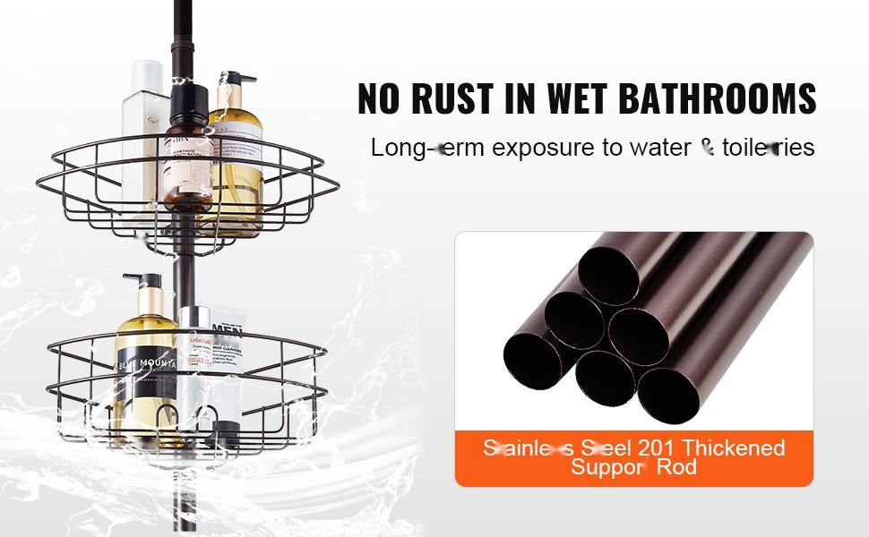 56 To 114 Inch Adjustable Shower Corner Caddy Tension Pole Rustproof Bathroom Organizer For Wet Areas, No-Drill Install, Strong Stainless Steel Construction, Anti-Rust Finish, Easy Assembly, Suitable For Small And Large Showers 56 To 114 Inch Adjustable Shower Corner Caddy Tension Pole Rustproof Bathroom Organizer For Wet Areas, No-Drill Install, Strong Stainless Steel Construction, Anti-Rust Finish, Easy Assembly, Suitable For Small And Large Showers