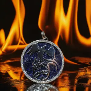 50 MM BLUE SANDSTONE PHOENIX NECKLACE WITH 20 INCH CHAIN