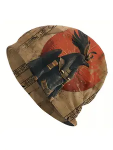 Egyptian Totem Beanie: Fashionable Knit Cap with Egyptian God Design - Biihudu