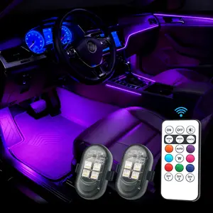 Upgrade RGB Car Atmosphere Lights, Led Car Ambient Light, Car Interior Lighting, Interior Car Lights, Larger Battery & Brighter, Type-C Charging Cable, Wireless Remote Multi-Mode for Car Motorcyc