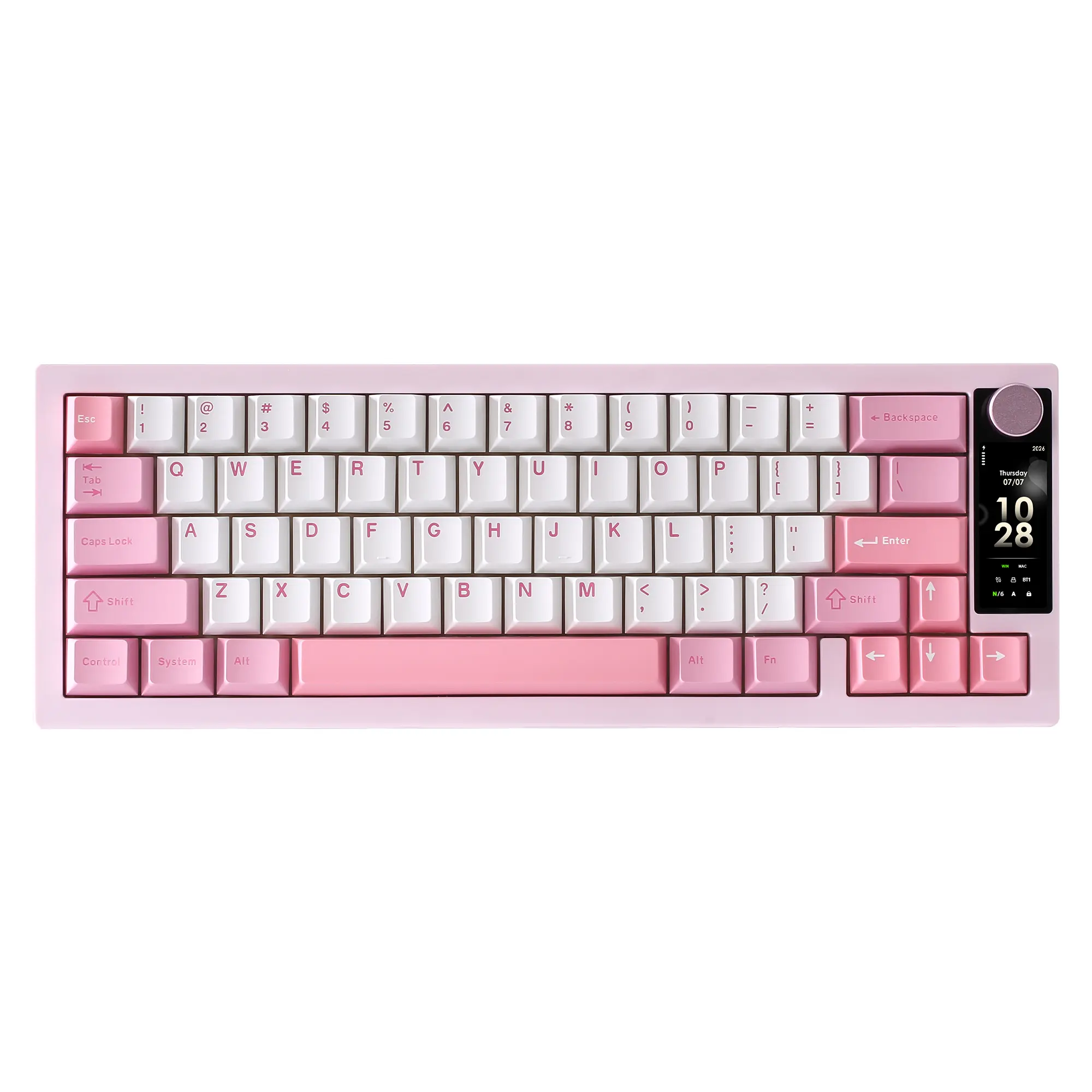 YUNZII IF68 Wireless Mechanical Keyboard, QMK/VIA Keyboard, 65% Layout with TFT Screen&Knob, RGB Backlit, Hot Swap, BT/Wired/2.4G, Creamy Typing for Gaming/Mac/Win