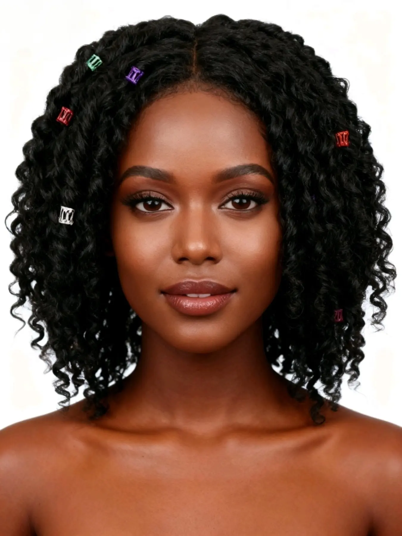 Best-selling African Dreadlocks Wig for Women, Short Curly Hair with Colorful Accessories,6in Realistic Black Women's Wig Headpiece， Heat Resistant Synthetic Fiber Hair Extension, Fashionable Wig for Role Play and Daily, Synthetic Wavy Wig