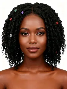 Best-selling African Dreadlocks Wig for Women, Short Curly Hair with Colorful Accessories,6in Realistic Black Women's Wig Headpiece， Heat Resistant Synthetic Fiber Hair Extension, Fashionable Wig for Role Play and Daily, Synthetic Wavy Wig