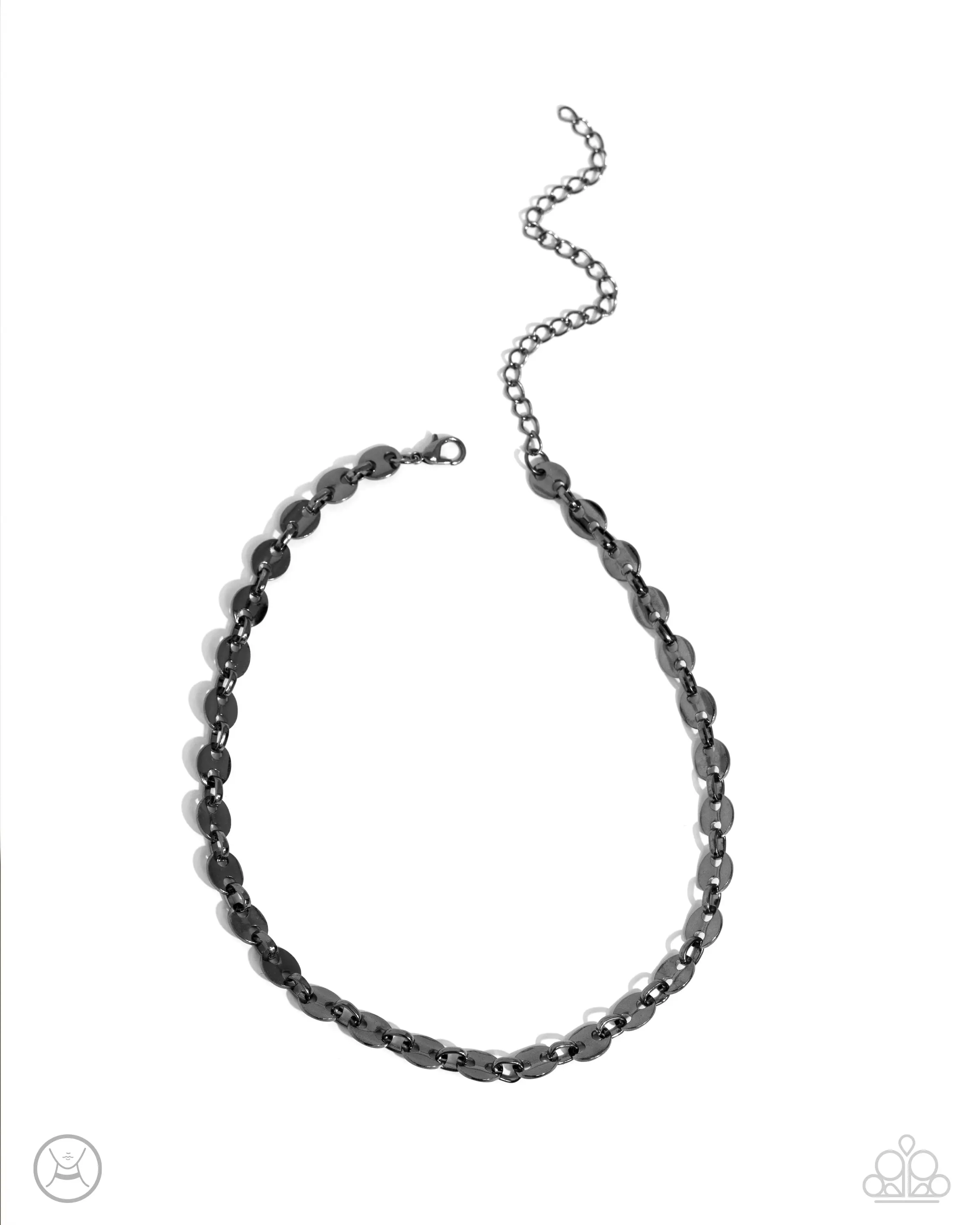 Abstract Advocate - Black Gunmetal Flat Link Choker Necklace - Paparazzi