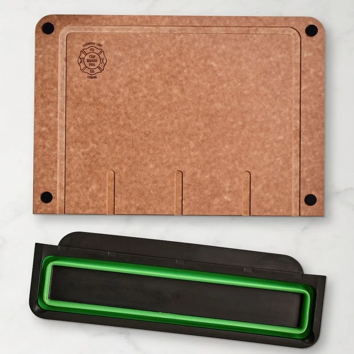 Cup Board Pro Cutting Board - Natural with Green Cup