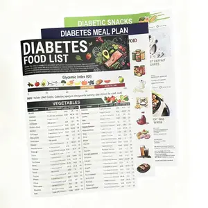 3 pcs Diabetes Healthy Diet Plan List Dietary Guide Planner Nutrition Vitamin Calories Food Low GI Chart Poster Brochure Easy Breakfast Lunch Recipes for Weight Losers Restricted Food Healthy Diet Toolkit