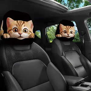 2pcs 11x10.2 Inch Peeking Tabby Kitten Pattern Car Headrest Covers, Universal, Easy to Install and Durable, Ideal Car Interior Seat Accessories, Car Seat Decorative. Suitable for daily travel,Great Gifts for Car Enthusiasts and Holiday Presents 1.30LYY-20