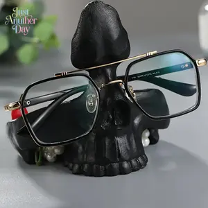 Gothic Skull Glasses Holder with Storage Tray - Novelty Eyeglasses & Sunglasses Display Stand - Desktop Organizer for Home & Office - Decorative Catch-All Tray for Nightstand, Entryway - Creative Gift Idea for Birthday & Christmas - Halloween Decoration