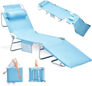 VINGLI Tanning Chair, Beach Lounge Chair with Face Hole, Lounge Chair Outdoor, Height-Adjustable Tanning Lounger, Anti-Tip Design, Carrying Bag, 475lbs