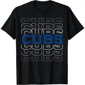 Vintage Graphic T-Shirt with Retro Cubs Lettering, Unisex Casual Short Sleeve Round Neck Pullover Top