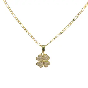 Flower CZ Necklace in Gold Plated Finish