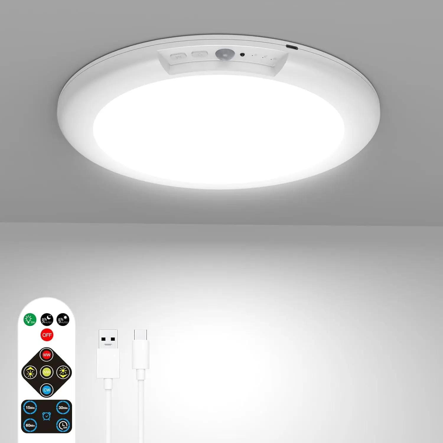 [Summer Vibes] Rechargeable Motion Sensor Closet Light w/ Remote | Battery Powered | 400LM Wireless Closet Lights Motion Sensored for Closets Shower Bathroom Hallway Pantry | 3000K-6500K