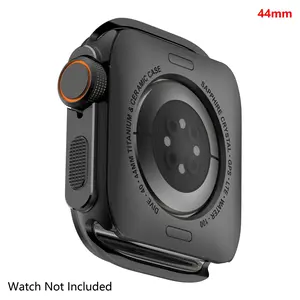 3 in 1 Metal Case Compatiblefor Apple Watch Ultra 3/2/1 Ultra Band 49mm/46mm/45mm/44mm, Protector Rugged Bumper Cover for iWatch Series 10 9 8 7 6 and Ultra 2/1-Watch case only(Watch Not Included) Smart Watch Accessories 44mm-Black