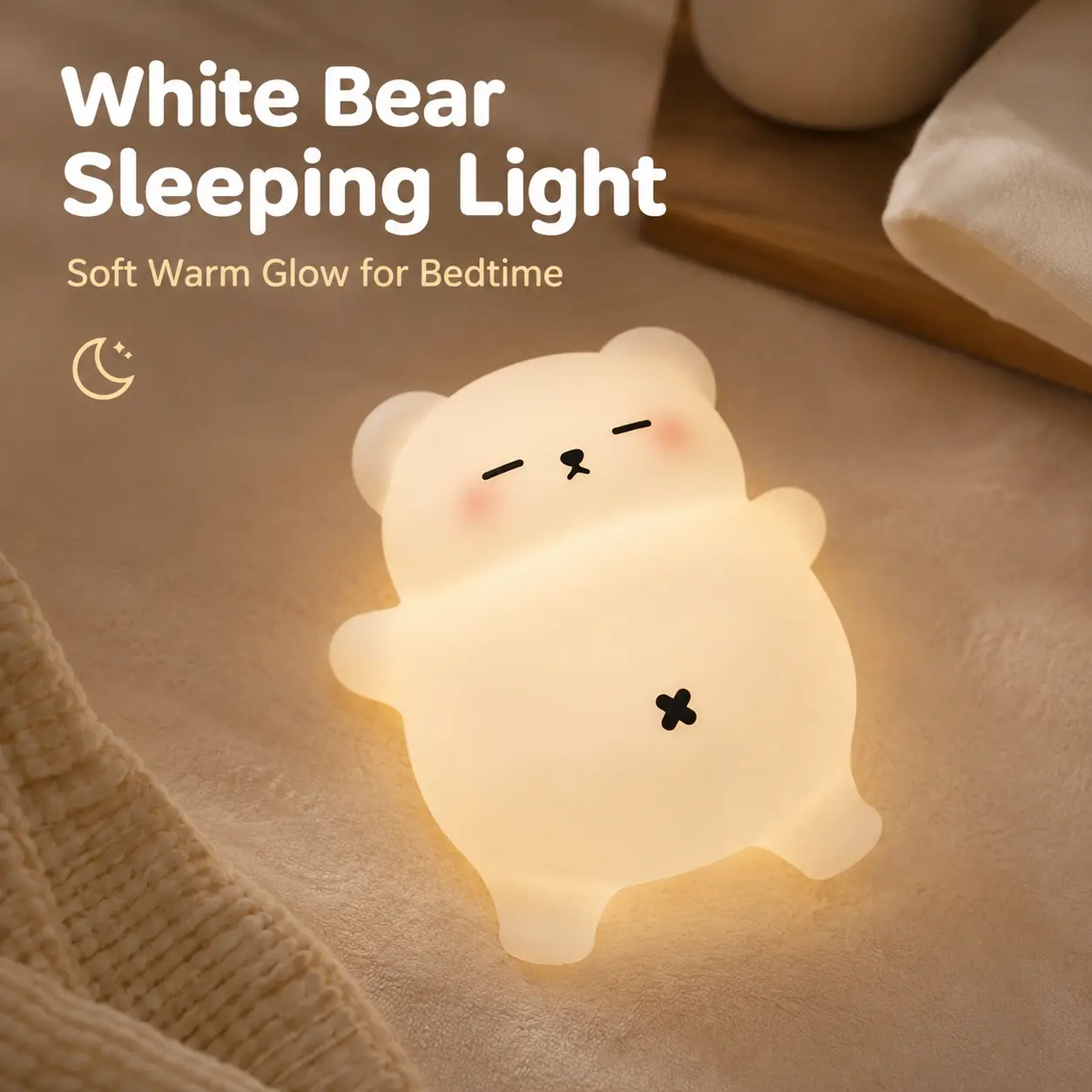 Cute Bear Squeeze Night Light, Soft Glow Bedside Lamp, Cozy Home Decor