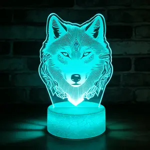 Mystical Wolf Head 3D Illusion Lamp | Remote & Touch Control | Bedroom Decor & Gift for Wolf Lovers,Totem Style Wolf 3D Night Light | Dimmable | Perfect Gift for Nature Enthusiasts & Teens
