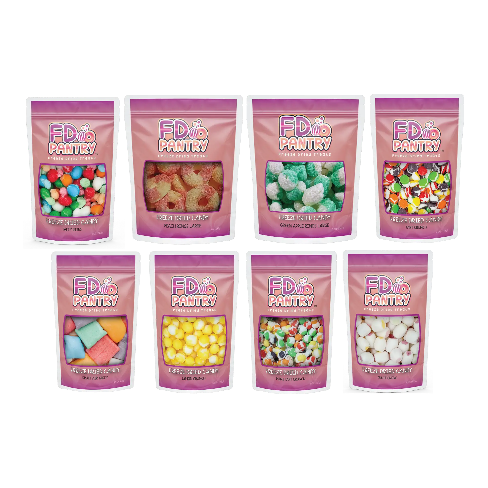 Freeze Dried Candy Snack Treat Flavor Peach Apple Rings, Lemon, Crunch, Air Taffy Bites, Tarts Bonbon Gift Delicious