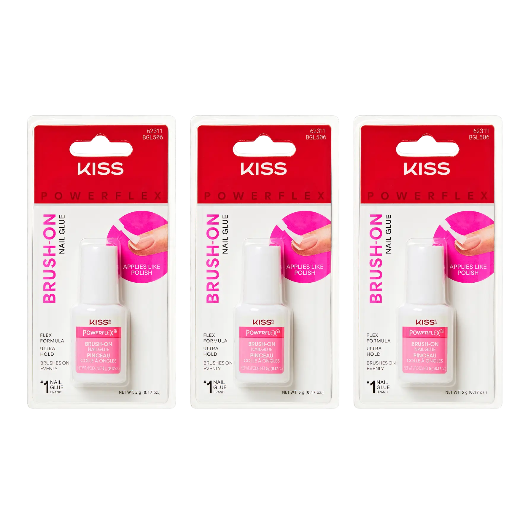 KISS PowerFlex Brush-On Nail Glue 3-Pack Bundle KISS PowerFlex Brush-On Nail Glue 3-Pack Bundle