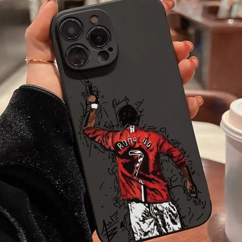 Creative Football Player Pattern Tpu Phone Case for iPhone 6/7/8/x/XS/XR/XS Max, Anti-Drop Shockproof Full Cover Gift