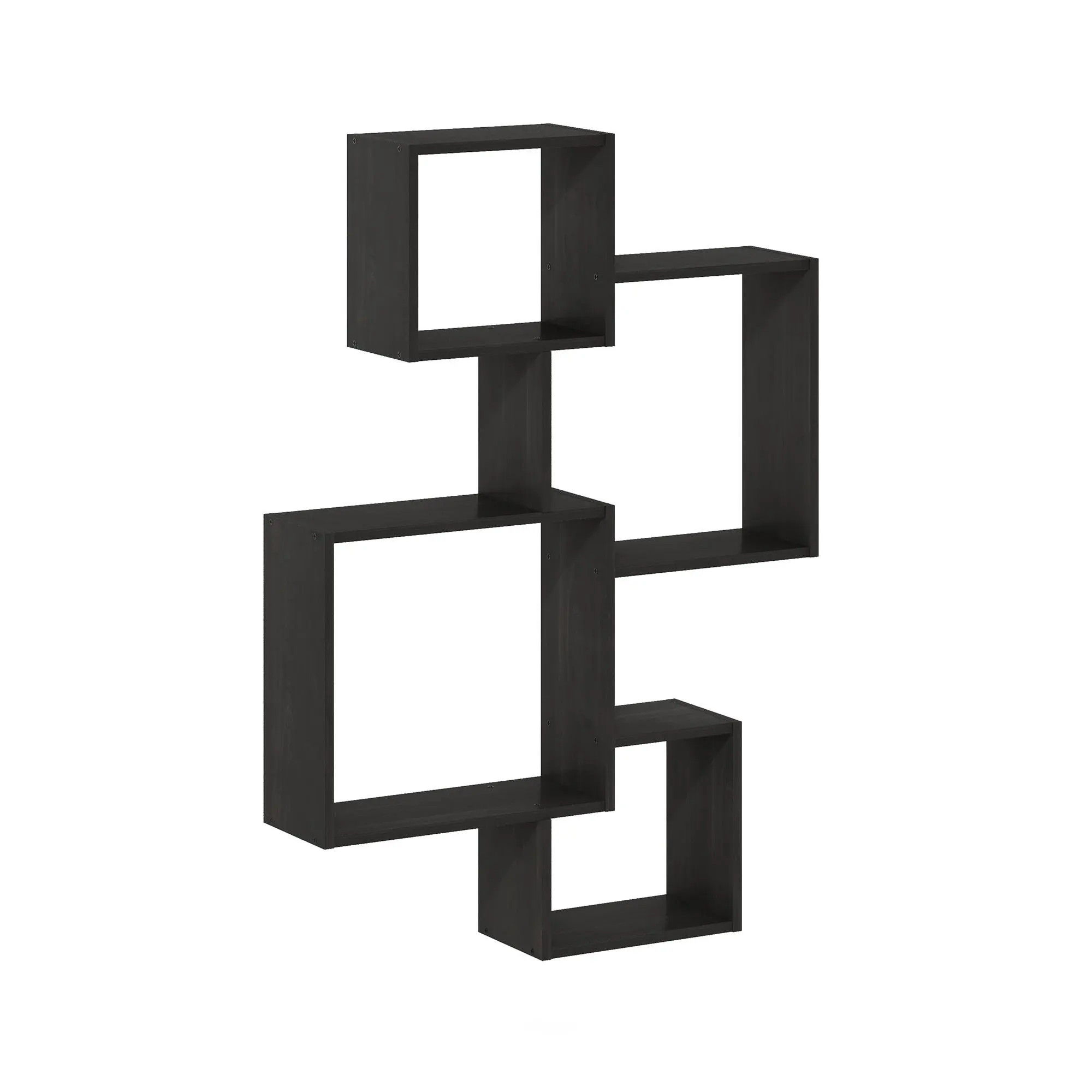 ROSSI Floating Shelves for Wall, Interweave 4-Cube Geometric Wall Shelf, Floating Shelf, Wall Mounted Shelves, for Bathroom, Bedroom, Living Room, Espresso
