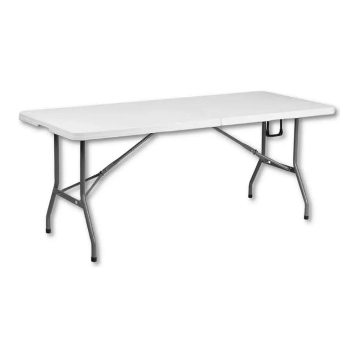 Toros Jerez 6 ft Fold-in-Half Portable Folding Table with Carry Handle White HDPE Top Gray Legs for Parties Weddings Events Vendors Markets Camping