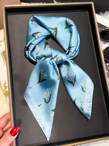 Women's Floral Print Square Scarf, Fashionable Soft Comfortable Scarf for Daily Wear, Casual Versatile Scarf for Women, Silk Feeling Scarf