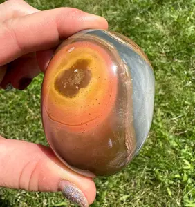 Polychrome Jasper Palm Stone - Desert Jasper Crystal - Royal Savannah Jasper Crystal - Large Jasper Palm Stone - Polished Polychrome Jasper
