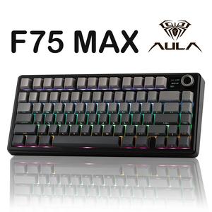 Aula F75 MAX Wireless Mechanical Keyboard with TFT Screen and Knob+Mix 1.8m Coiled Keyboard Cable, USB C to USB A TPU Cable for Mechanical Gaming Keyboard