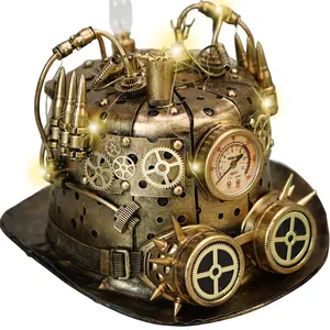 Steampunk Hat with Goggles LED Light Up Top Hat Mad Scientist Time Traveler Halloween Costume