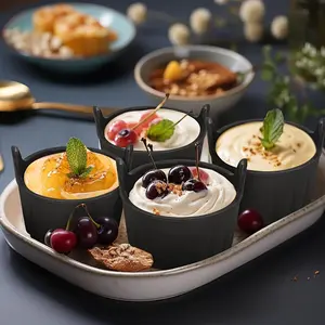 ZGV 1/4pcs Black Silicone Air Fryer Molds/Muffin Cups Mousse Cake Cups/Non-stick and Reusable/Great for Boiling Eggs, Waffles and More/Essential Kitchen Accessories for Healthy Cooking, Air Fryer Accessories, Baking Utensils Ideal for Christmas