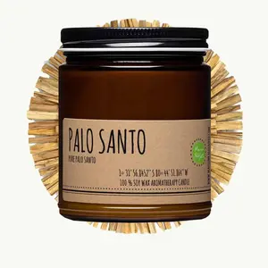 Maison Palo Santo 100% Pure Palo Santo Aromatherapy Candle - US Sourced Soy Wax, Ethically Sourced Essential Oil, Recyclable Amber Jar, Non-Toxic & Non-GMO, Eco-Friendly, Long Lasting Woody Scent
