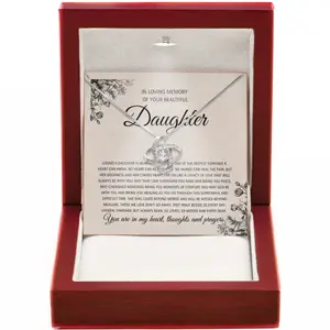 Sympathy Gift for Loss of Daughter Forever Loved Memorial Jewelry Angel Wing Necklace Healing for Parents