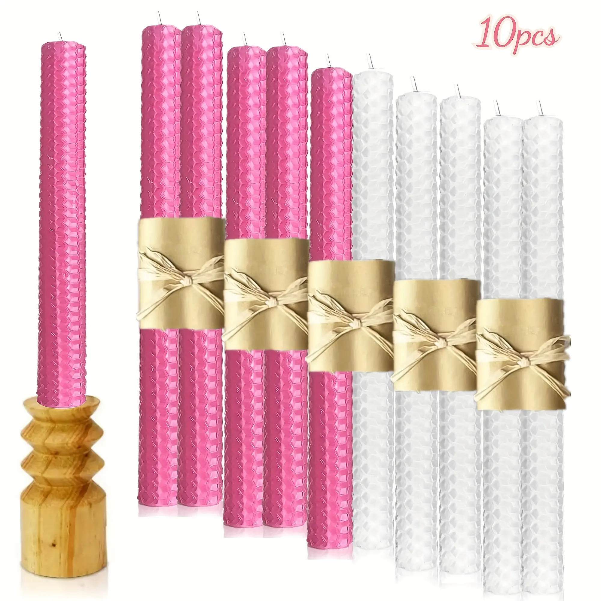 Unscented Pale White Double-Strand Taper Candles, 10 Sticks 20cm Long, 4 Hours Long-Lasting Clean Burn, Ideal for Holiday Decor, Family Dinners (Halloween, Christmas Compatible), Taper Candle