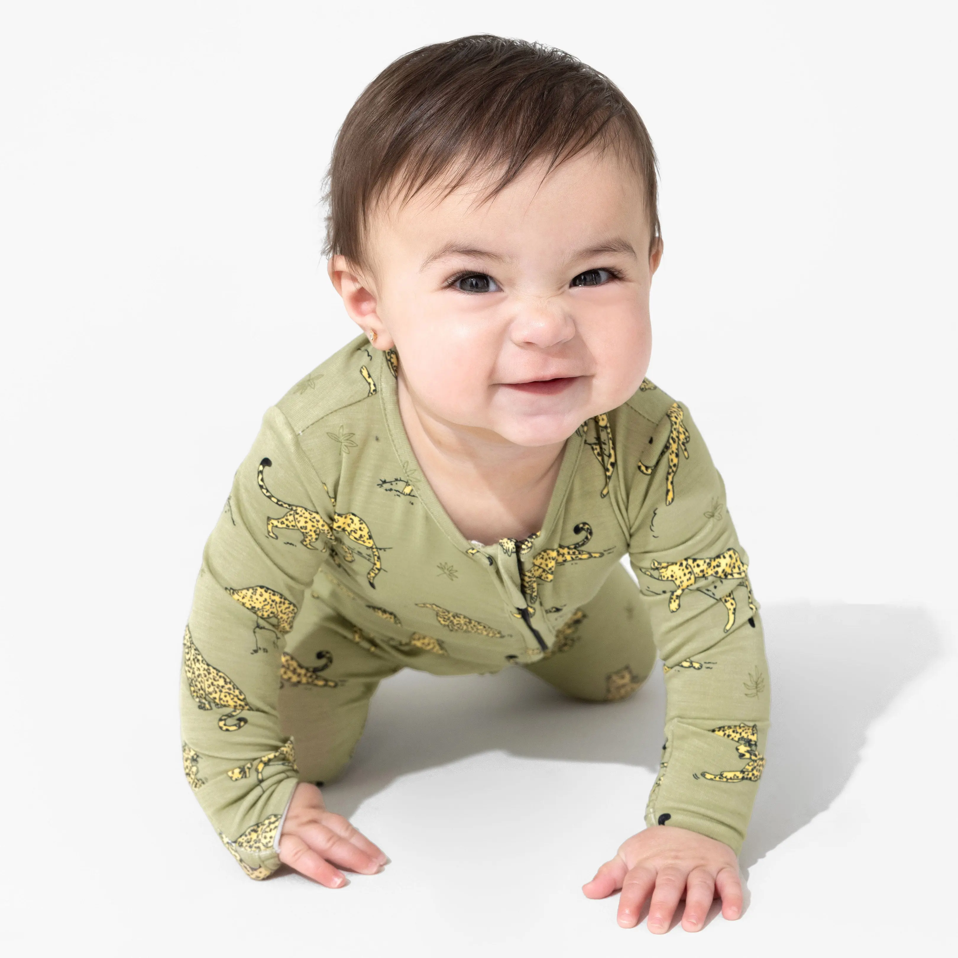Sage & Spots Leopard Bamboo Convertible Footie Baby Girl Clothes Baby Clothing