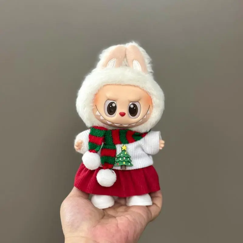 Dolls Clothes 15/17cm Dolls Outfit Christmas Theme Set Clothes 3-Piece Sets Compatible with Labubu Clothes Dolls Accessories. (Excluding shoes & doll)-BY